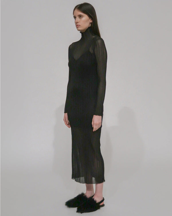 Rosetta Getty SHEER PLISSE TURTLENECK