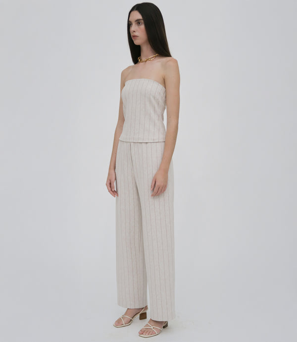 Rosetta Getty STRAPLESS BANDEAU - PINSTRIPE