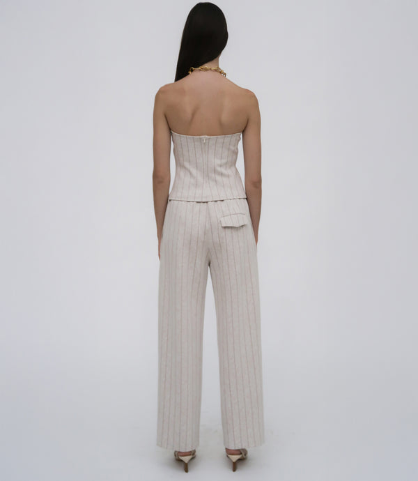 Rosetta Getty STRAPLESS BANDEAU - PINSTRIPE