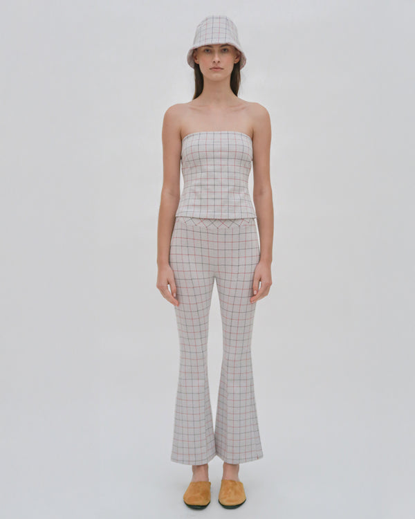 Rosetta Getty STRAPLESS BANDEAU - STRIPED WINDOWPANE