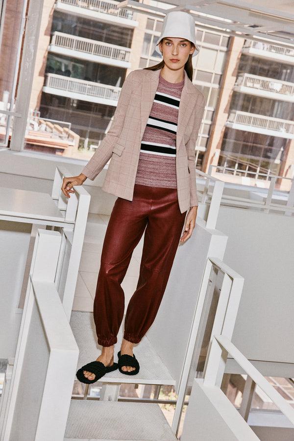 rosetta getty STRIPED CROPPED SLEEVE SWEATER