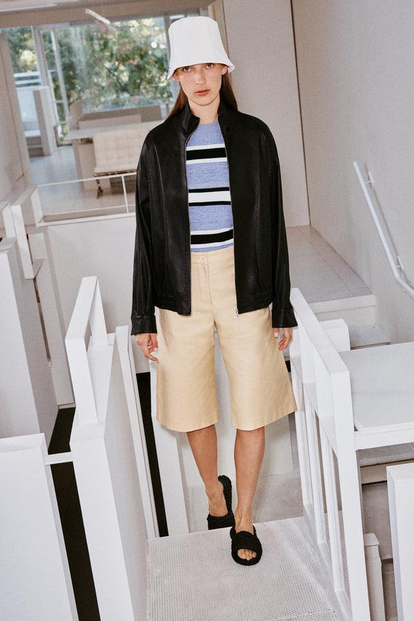 rosetta getty STRIPED CROPPED SLEEVE SWEATER