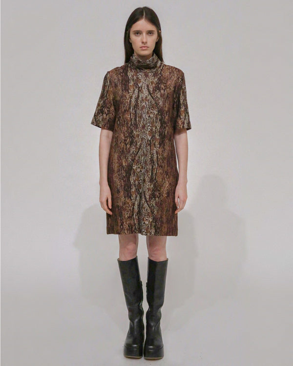 Rosetta Getty TURTLENECK SHIFT DRESS - WOODGRAIN