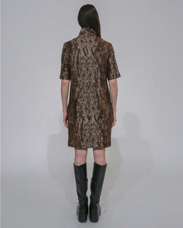 Rosetta Getty TURTLENECK SHIFT DRESS - WOODGRAIN