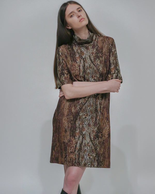 rosetta getty TURTLENECK SHIFT DRESS - WOODGRAIN