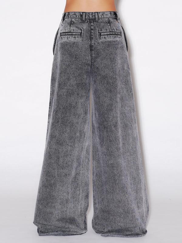 Rosetta Getty WIDE FLARE PANT - BLACK DENIM