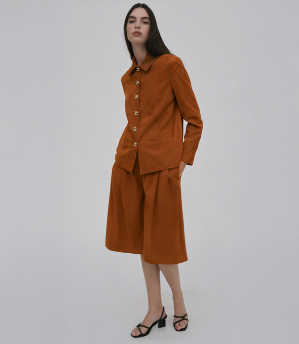 rosetta getty WIDE PLEAT FRONT SHORT - SUEDE