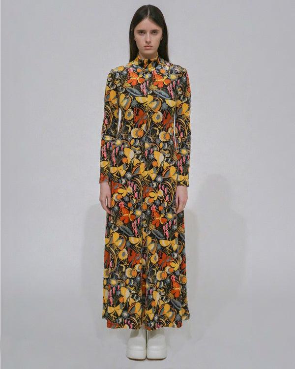 Rosetta Getty ZIP UP MAXI TURTLENECK DRESS - VELVET