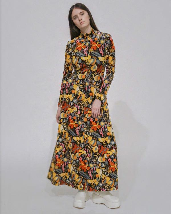 rosetta getty ZIP UP MAXI TURTLENECK DRESS - VELVET