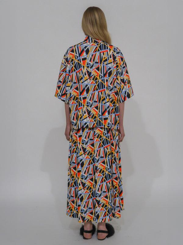 Rosetta Getty ZIP-UP OVERSIZED POLO TOP - ABSTRACT