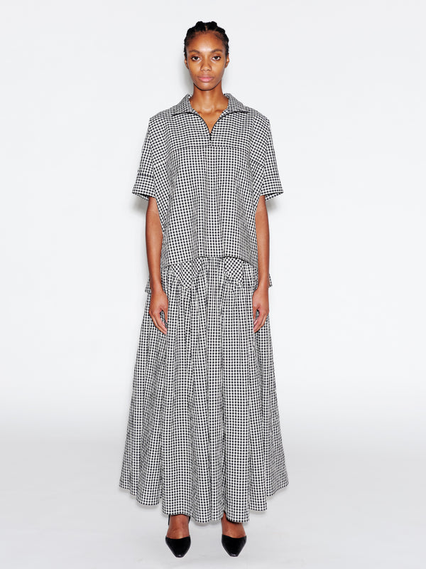 Rosetta Getty ZIP UP PULLOVER TOP - GINGHAM