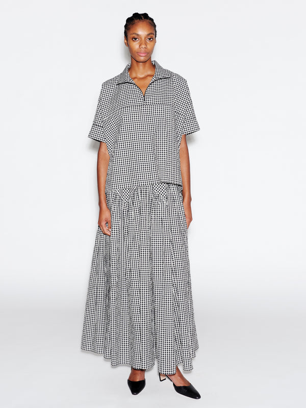 rosetta getty ZIP UP PULLOVER TOP - GINGHAM