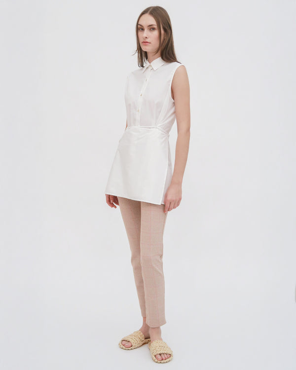 Rosetta Getty SLEEVELESS ASYMMETRIC APRON SHIRT - STRETCH COTTON