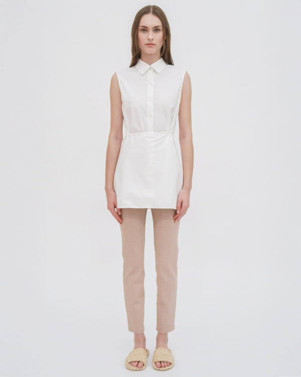 Rosetta Getty SLEEVELESS ASYMMETRIC APRON SHIRT - STRETCH COTTON