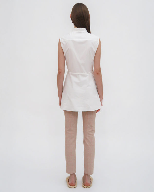 Rosetta Getty SLEEVELESS ASYMMETRIC APRON SHIRT - STRETCH COTTON