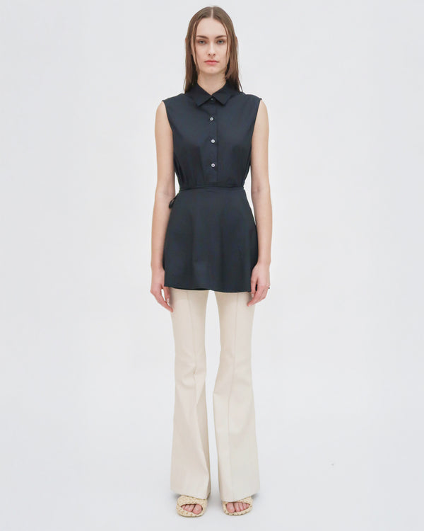 Rosetta Getty SLEEVELESS ASYMMETRIC APRON SHIRT - STRETCH COTTON