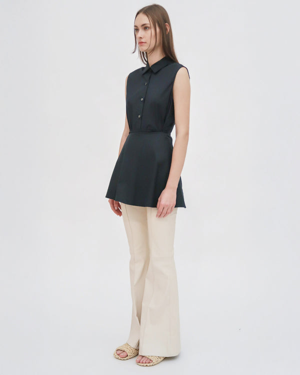 Rosetta Getty SLEEVELESS ASYMMETRIC APRON SHIRT - STRETCH COTTON