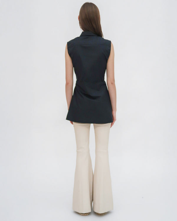 Rosetta Getty SLEEVELESS ASYMMETRIC APRON SHIRT - STRETCH COTTON