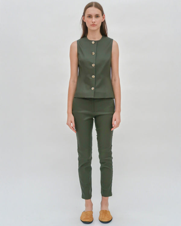 Rosetta Getty SLEEVELESS BUTTON FRONT TOP - STRETCH PLONGE