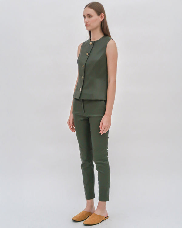 Rosetta Getty SLEEVELESS BUTTON FRONT TOP - STRETCH PLONGE