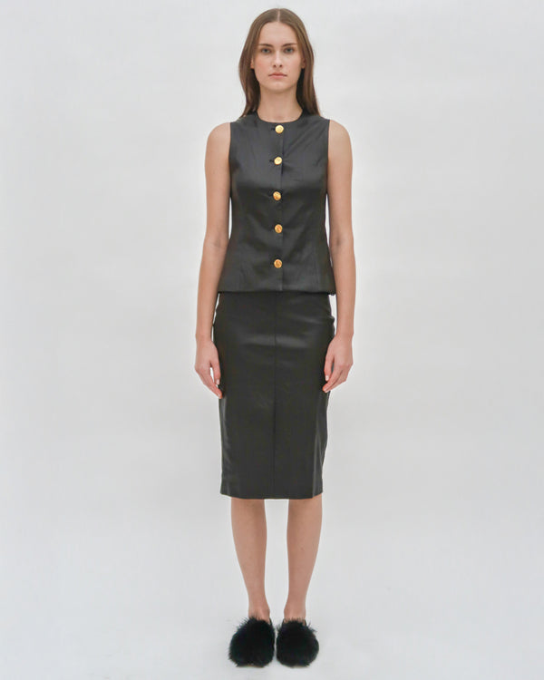 Rosetta Getty SLEEVELESS BUTTON FRONT TOP - STRETCH PLONGE