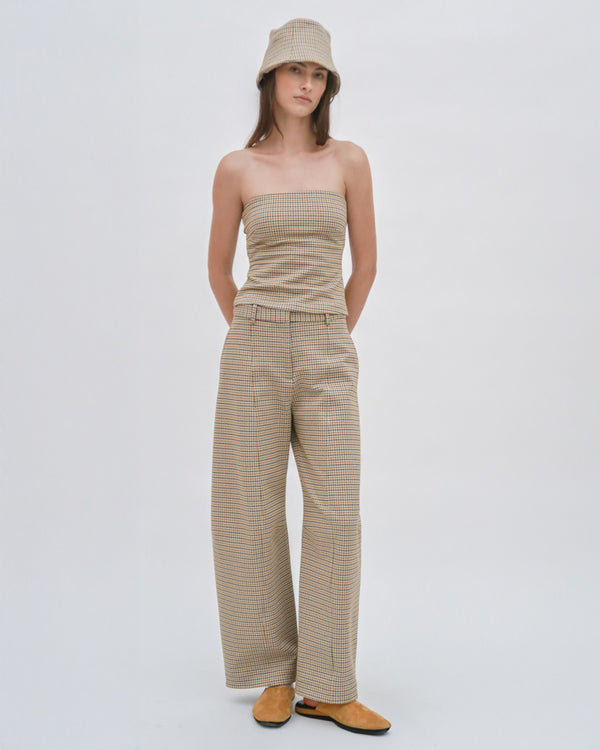 Rosetta Getty STRAIGHT TAPER TAB PANT - HOUNDSTOOTH PLAID
