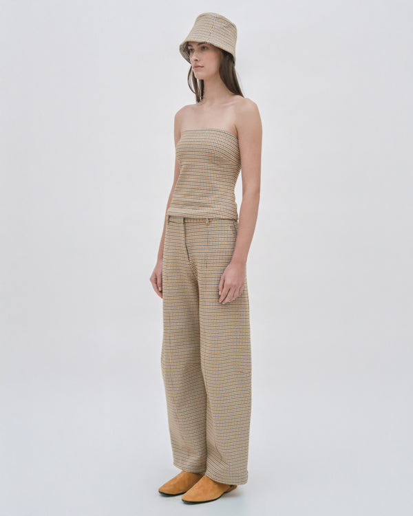 Rosetta Getty STRAIGHT TAPER TAB PANT - HOUNDSTOOTH PLAID