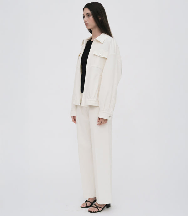 Rosetta Getty ZIP FRONT SHIRT JACKET - COTTON LINEN PIQUE