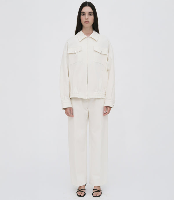 Rosetta Getty ZIP FRONT SHIRT JACKET - COTTON LINEN PIQUE