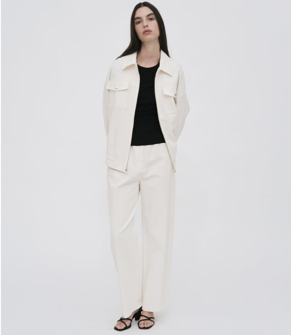 rosetta getty ZIP FRONT SHIRT JACKET - COTTON LINEN PIQUE