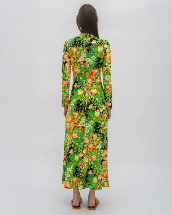 Rosetta Getty ZIP UP TURTLENECK DRESS - GARDEN FLORALS
