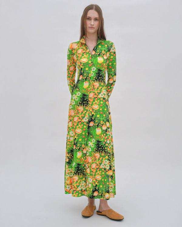 rosetta getty ZIP UP TURTLENECK DRESS - GARDEN FLORALS