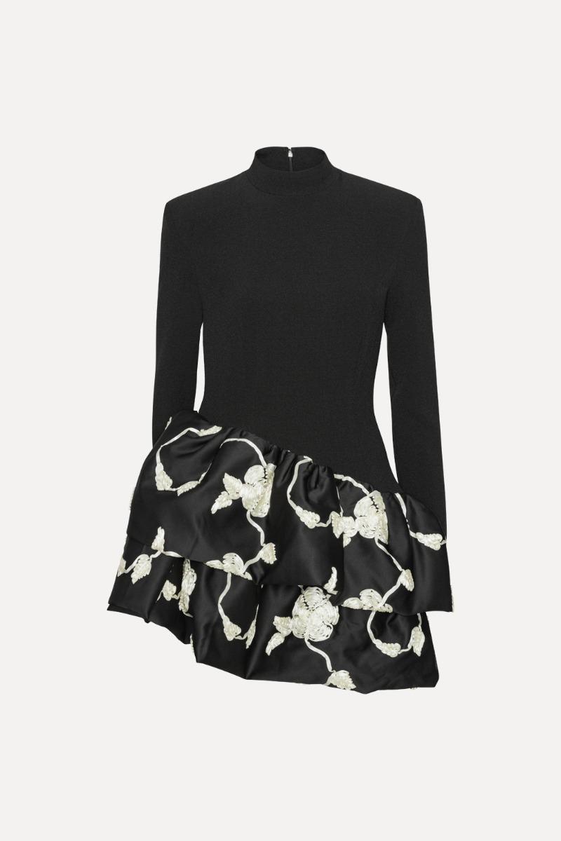 Rotate Birger Christensen 3d Flower Bubble Dress Black