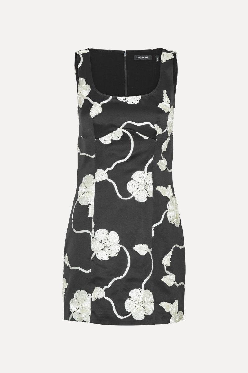 Rotate Birger Christensen 3d Flower Mini Dress Black
