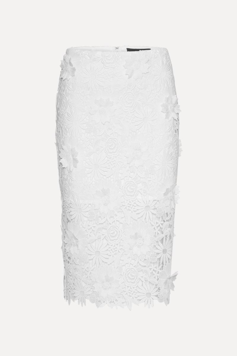 Rotate Birger Christensen 3d Lace Pencil Skirt White