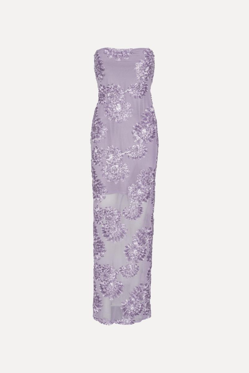 Rotate Birger Christensen 3d Mesh Maxi Dress Purple