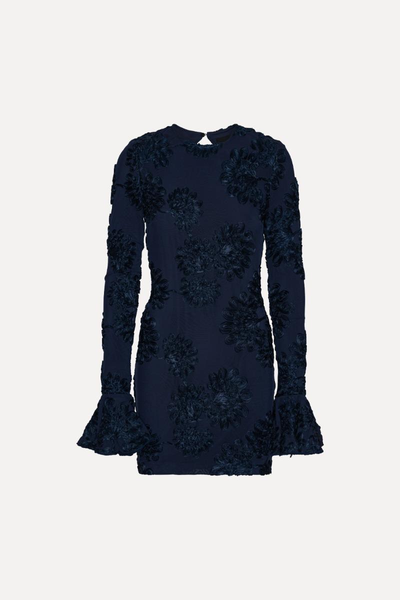 Rotate Birger Christensen 3d Mesh Mini Dress Dark Blue