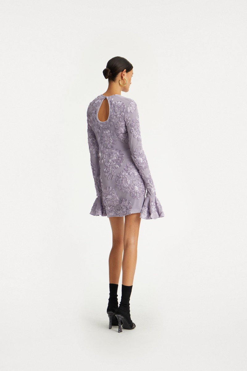 Rotate Birger Christensen 3d Mesh Mini Dress Purple