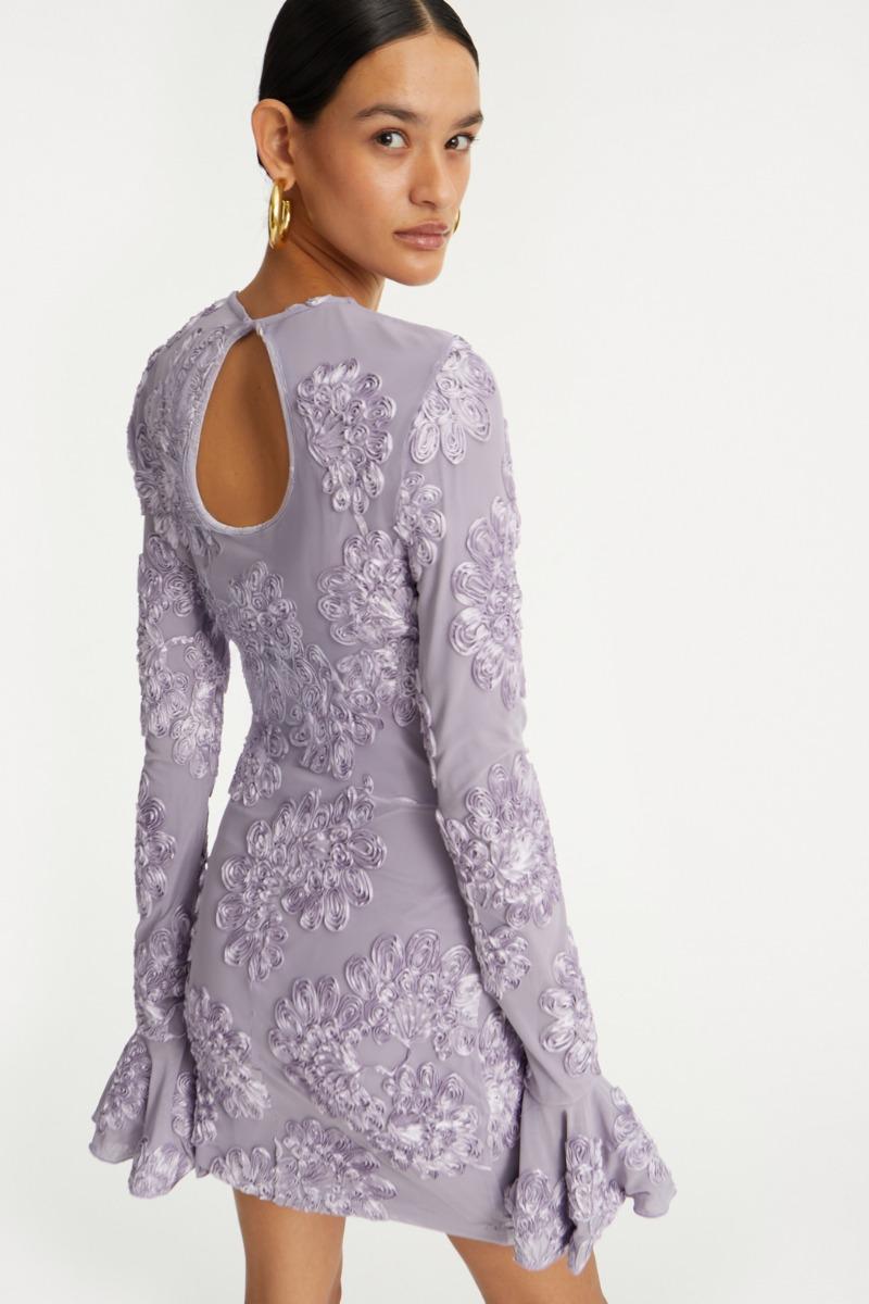 Rotate Birger Christensen 3d Mesh Mini Dress Purple