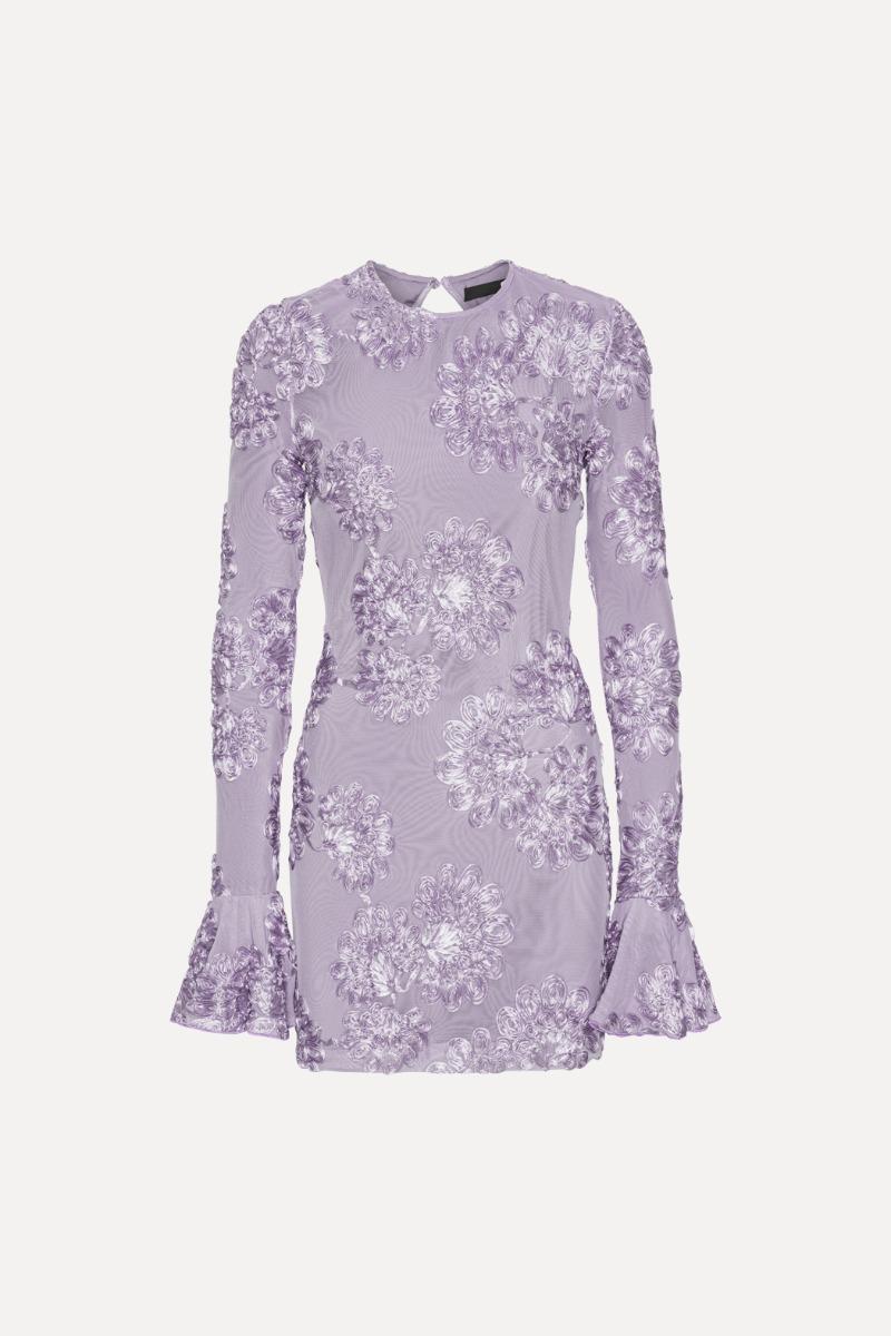 Rotate Birger Christensen 3d Mesh Mini Dress Purple