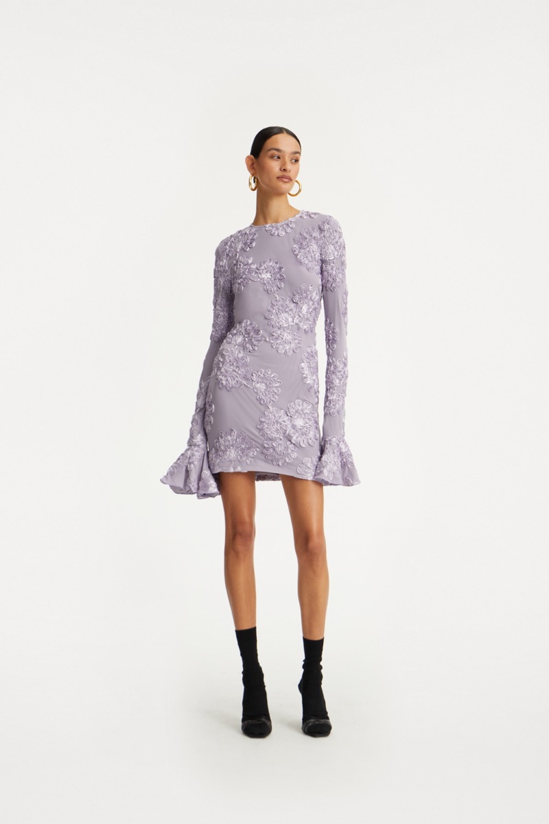 rotate birger christensen 3d Mesh Mini Dress Purple