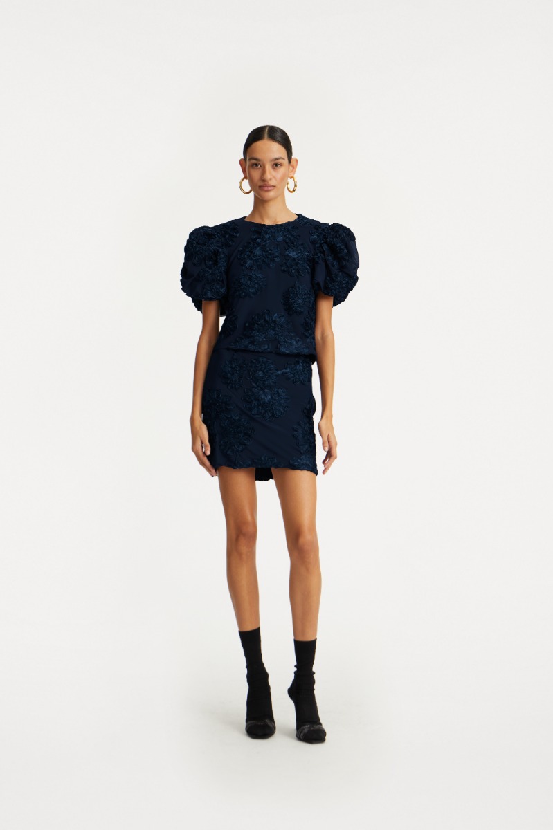 rotate birger christensen 3d Mesh Sleeveless Top Dark Blue