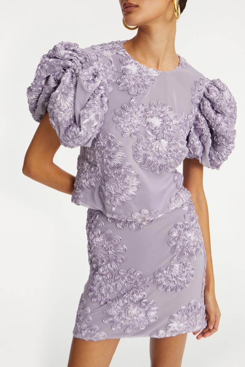 Rotate Birger Christensen 3d Mesh Sleeveless Top Purple