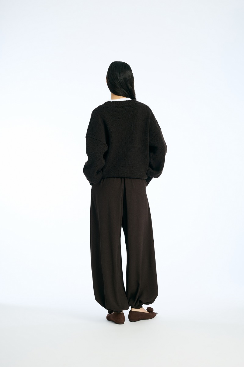 Rotate Birger Christensen Balloon Pleated Pants Dark Brown