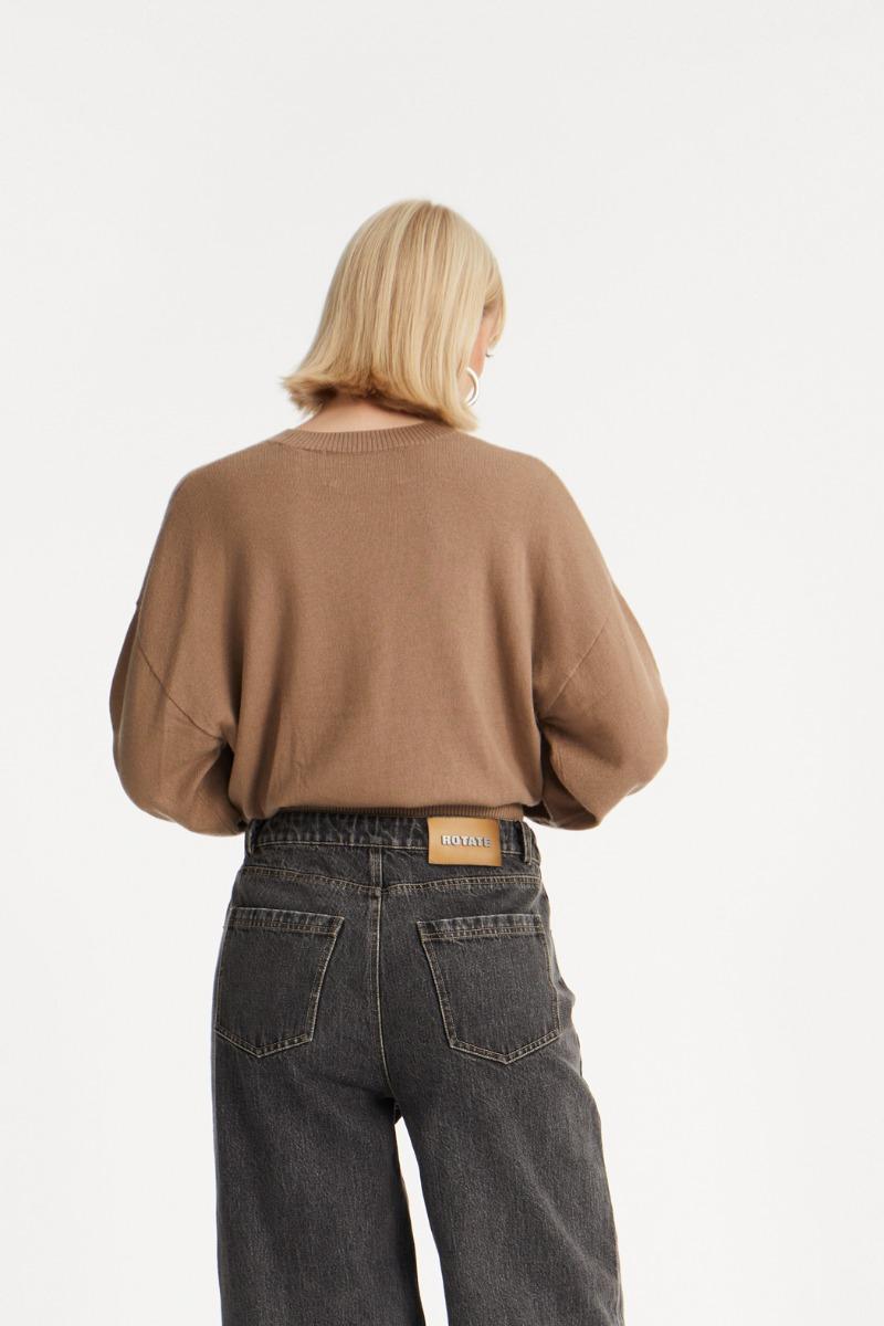 Rotate Birger Christensen Basic Crewneck Sweater Brown