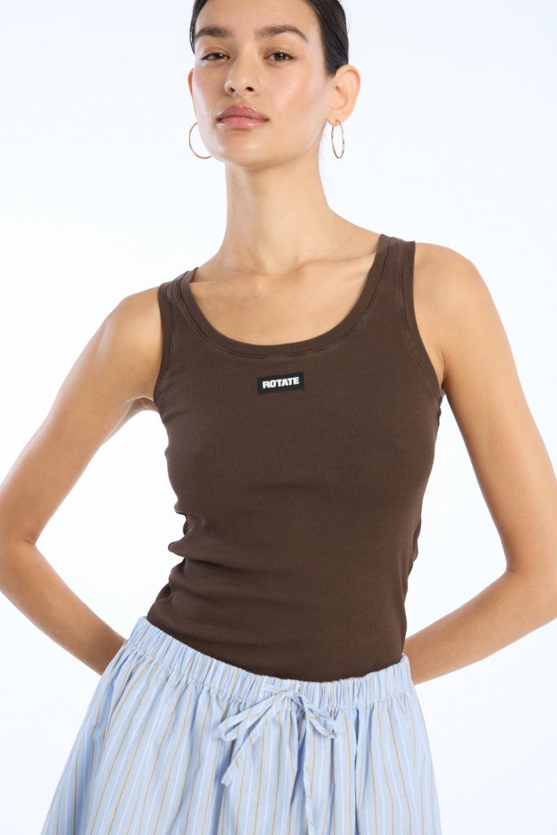 Rotate Birger Christensen Basic Tank Top Dark Brown
