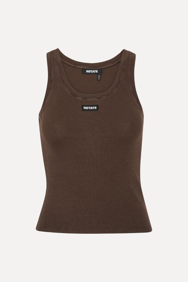 Rotate Birger Christensen Basic Tank Top Dark Brown