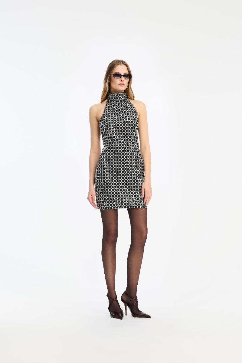rotate birger christensen Beaded Halterneck Dress Black