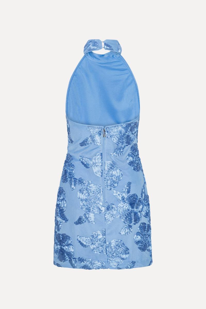 Rotate Birger Christensen Beaded Halterneck Dress Blue