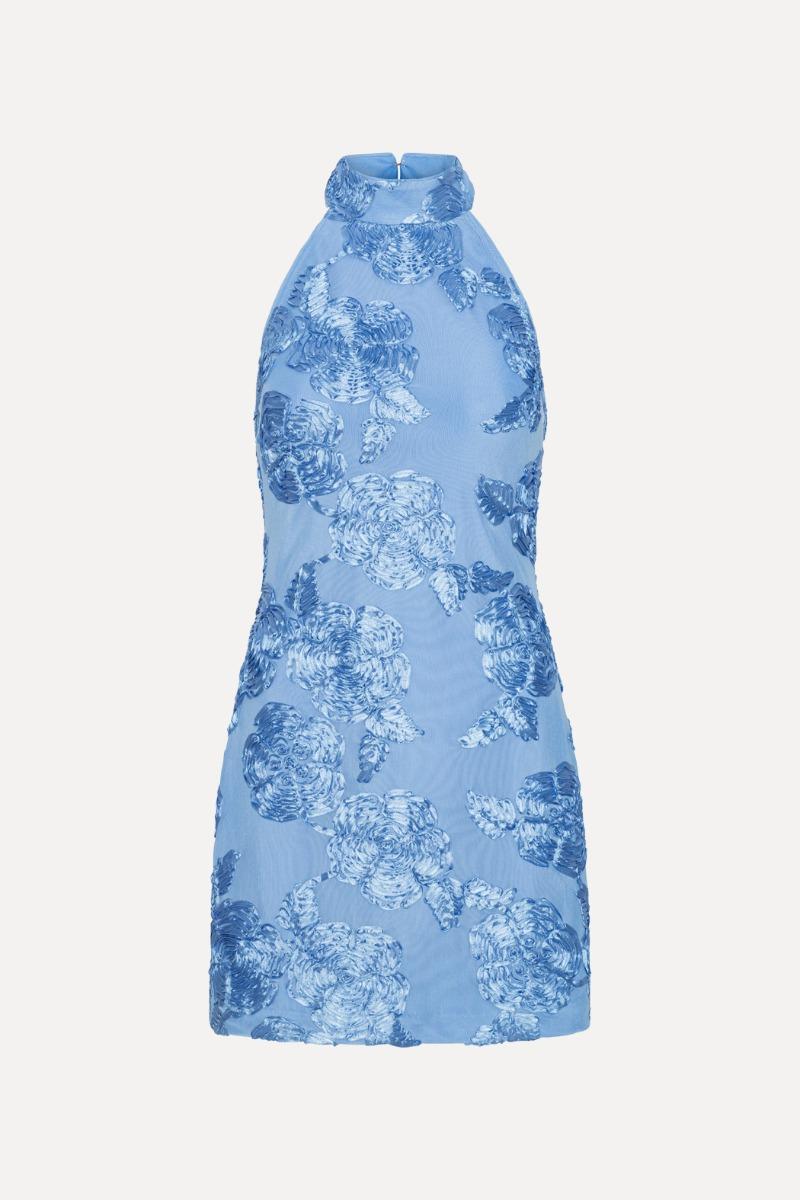 rotate birger christensen Beaded Halterneck Dress Blue